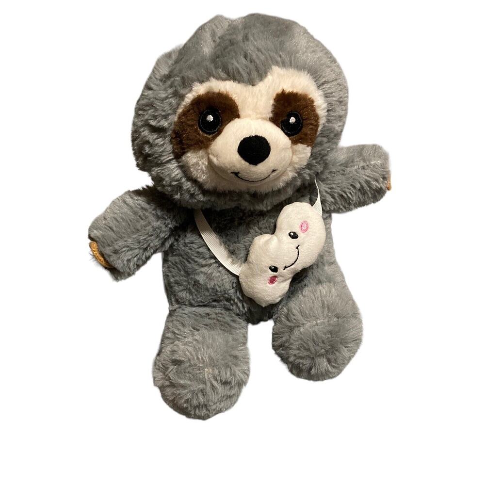 Cute Baby Sloth Gray Stuffed Animal Plush 10"